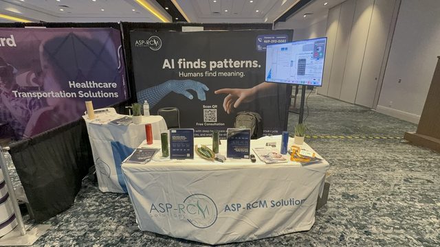 ASP-RCM booth backdrop, display screen and table, RISE West 2026, photo 3 of 21