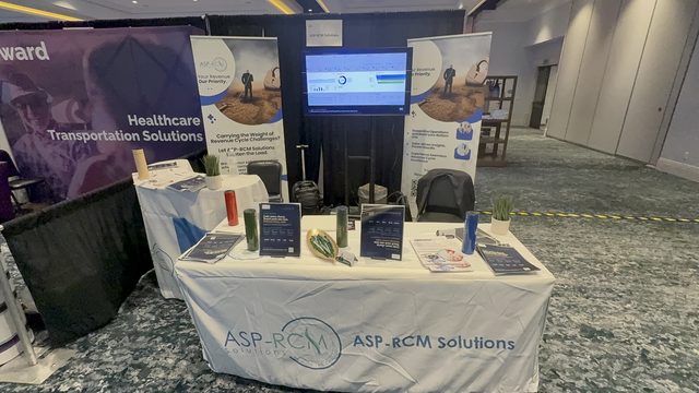 ASP-RCM booth with pull-up banners and display screen, RISE West 2026, photo 4 of 21