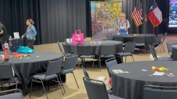 Conference hall with the Texas and US flags, TxABA El Paso 2026, photo 14 of 16