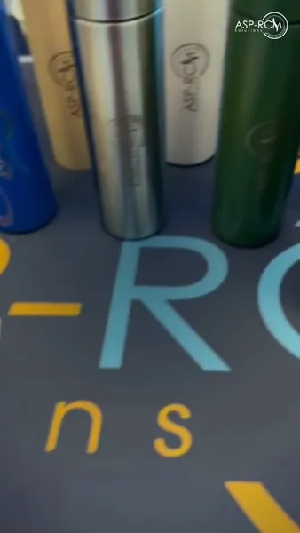 ASP-RCM branded tumblers on the booth table, SC ABA 2026